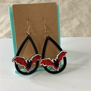 Black and Red Bat Earrings